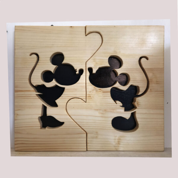 Topolino e Minnie in legno creazione artigianale