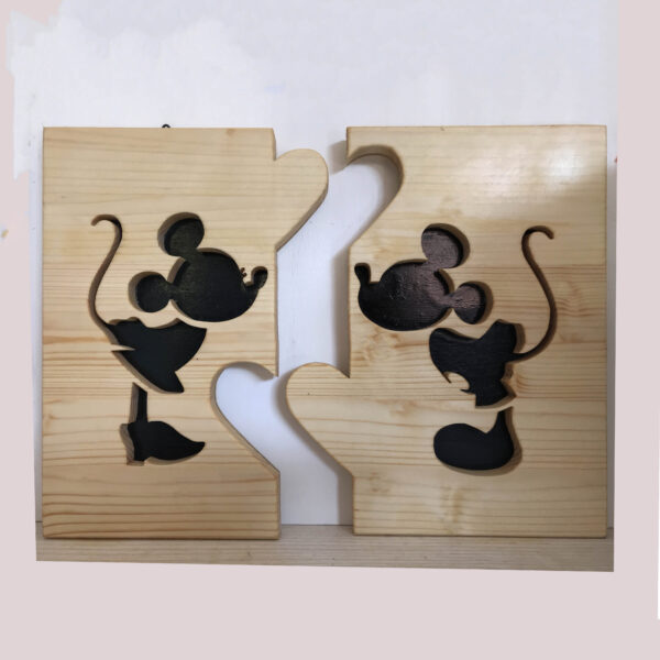 Topolino e Minnie in legno creazione artigianale