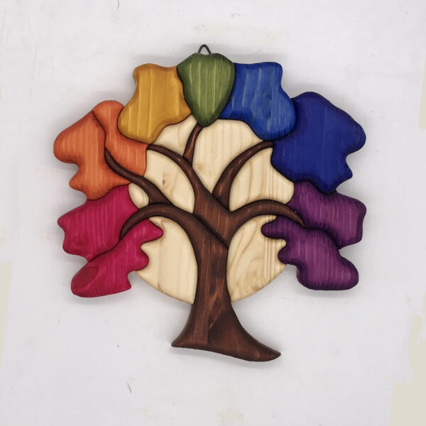 Albero della vita con colori del Chakra in legno creazione artigianale