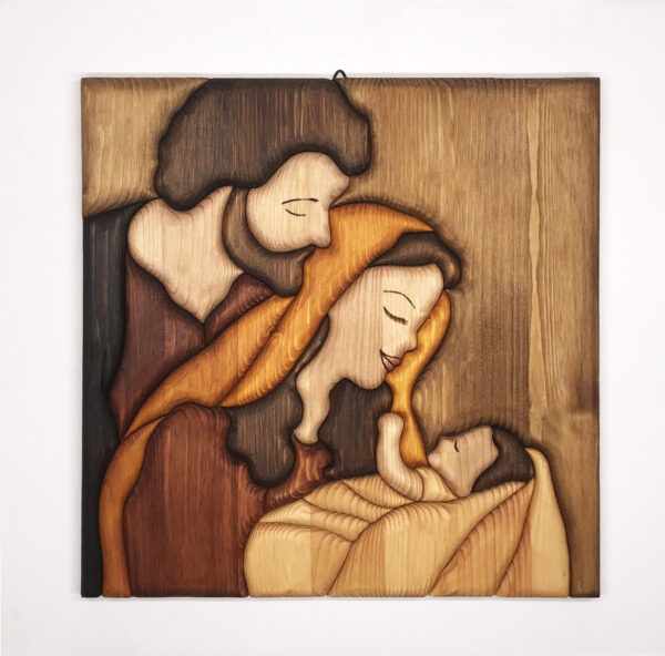 Sacra Famiglia in legno creazione artigianale