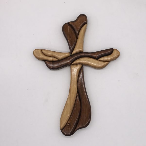 Croce semplice bicolore in legno creazione artigianale