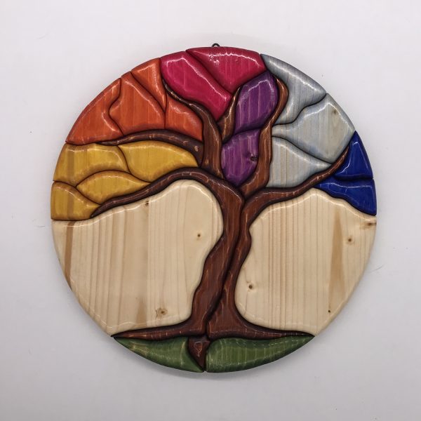 Albero della vita con colori del Chakra in legno creazione artigianale