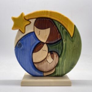 presepe rotondo in legno creazione artigianale