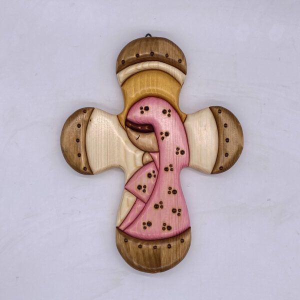 croce con madonnina in legno creazione artigianale