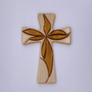 Fiore della Vita: Croce in legno con motivo floreale